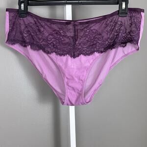 Adore Me Panties Plus Size 2X Purple Sheer See Through Nylon Lace New NWT Panty